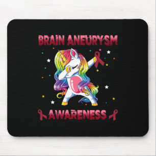 Aneurysm Awareness Unicorn Dabbing Burgundy Ribbon Mouse Pad