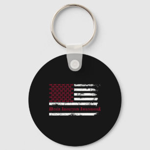 Aneurysm Awareness Usa Flag American Burgundy Key Ring
