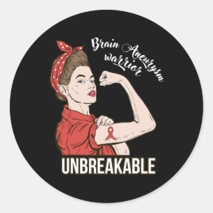 Aneurysm Awareness Warrior Unbreakable Tee Gift  Classic Round Sticker
