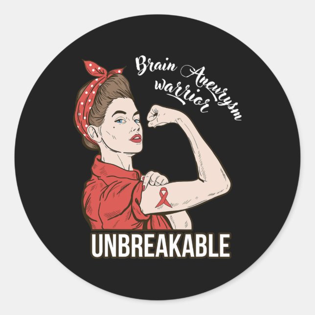 Aneurysm Awareness Warrior Unbreakable Tee Gift  Classic Round Sticker (Front)