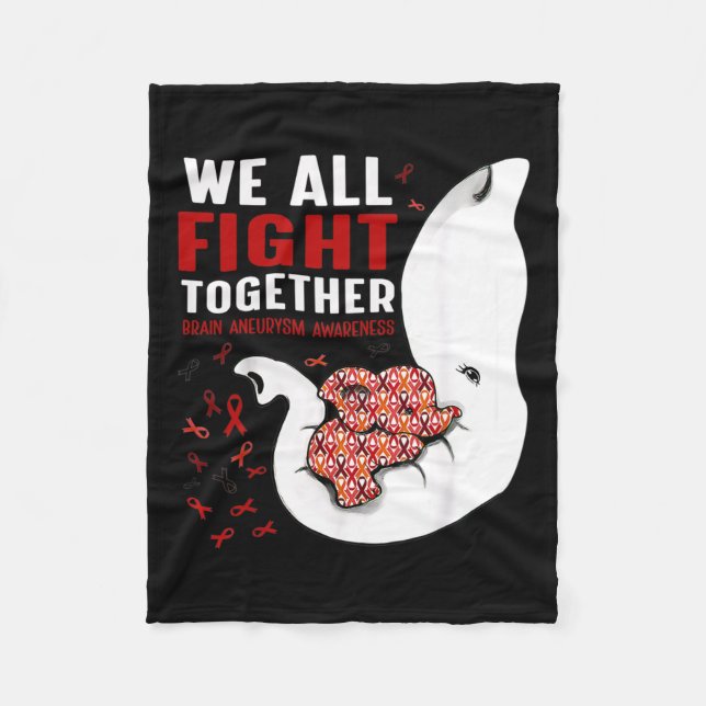 Aneurysm Awareness We All Fight Together Elephant  Fleece Blanket (Front)