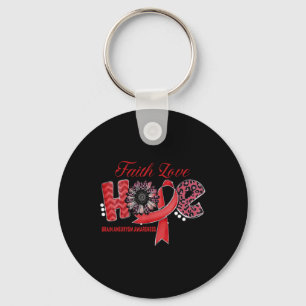 Aneurysm Awarenesshope Ribbon Sunflower  Key Ring