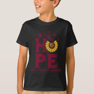Aneurysm Burgundy Hope Vintage Sunflower Awareness T-Shirt