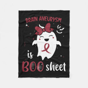 Aneurysm Is Boo Sheet Halloween Ghost Burgundy Rib Fleece Blanket