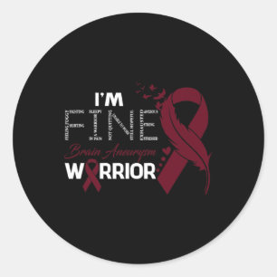 Aneurysm Warrior I'm Fine Feather Classic Round Sticker