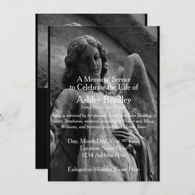 Angel 1 Memorial Service Funeral Announcement (Front/Back)