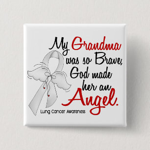 Angel 2 Grandma Lung Cancer 15 Cm Square Badge