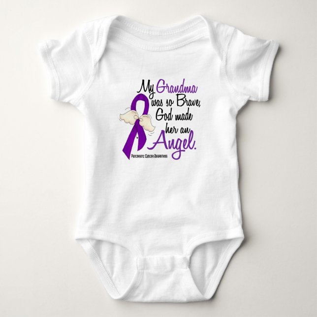 Angel 2 Grandma Pancreatic Cancer Baby Bodysuit (Front)