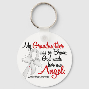 Angel 2 Grandmother Lung Cancer Key Ring