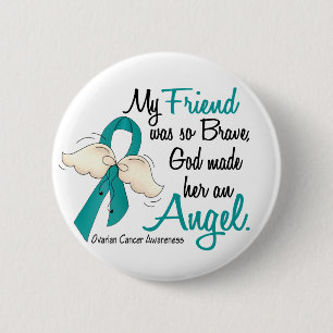 Angel 2 Ovarian Cancer Friend 6 Cm Round Badge