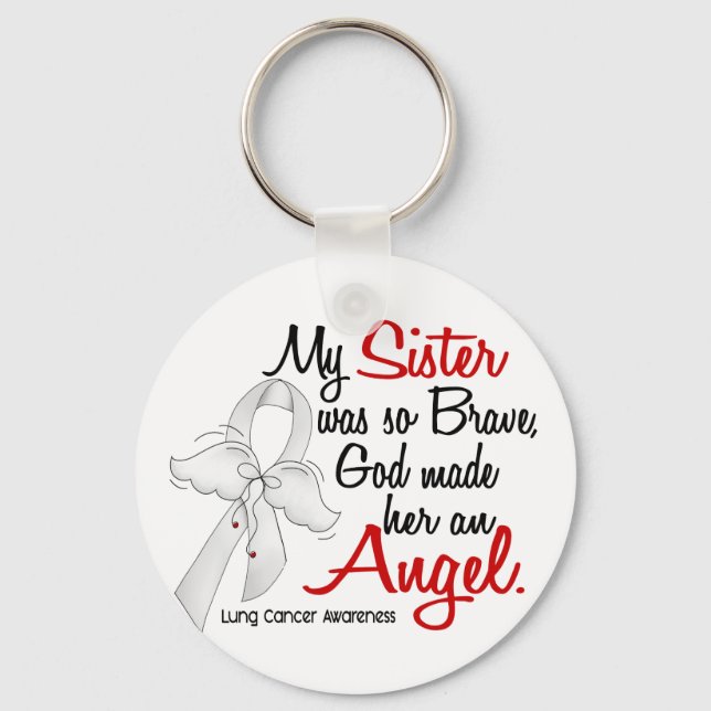 Angel 2 Sister Lung Cancer Key Ring (Front)