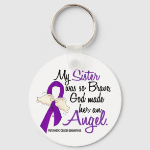 Angel 2 Sister Pancreatic Cancer Key Ring