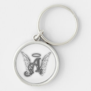 Angel Alphabet A Initial Latter Wings Halo Key Ring