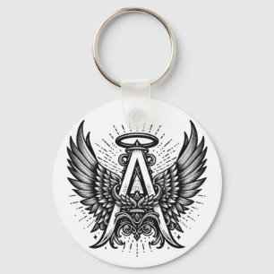Angel Alphabet A Initial Latter Wings Halo Key Ring