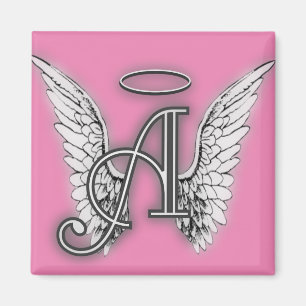 Angel Alphabet A Initial Latter Wings Halo Magnet
