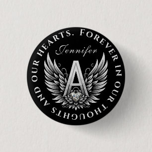 Angel Alphabet A Initial Letter with Name 3 Cm Round Badge