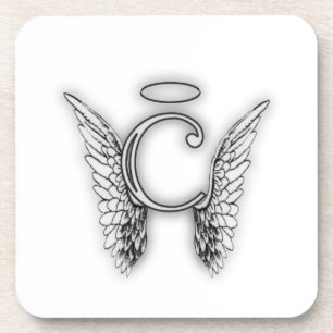 Angel Alphabet C Initial Latter Wings Halo Coaster