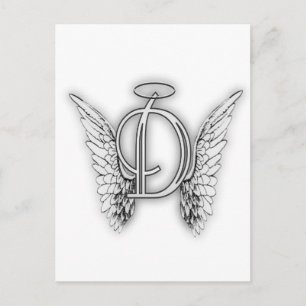 Angel Alphabet D Initial Latter Wings Halo Postcard