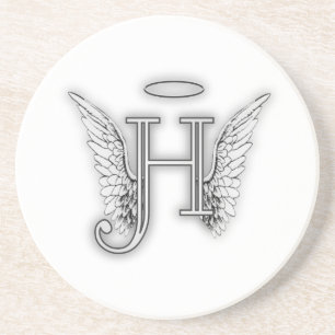 Angel Alphabet H Initial Latter Wings Halo Coaster