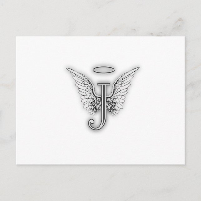 Angel Alphabet J Initial Letter Wings Halo Postcard (Front)