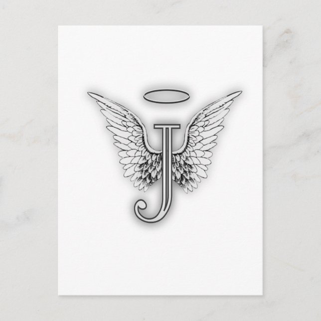 Angel Alphabet J Initial Letter Wings Halo Postcard (Front)
