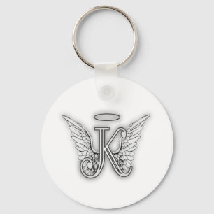 Angel Alphabet K Initial Letter Wings Halo Key Ring