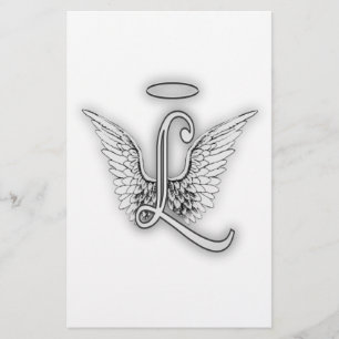 Angel Alphabet L Initial Letter Wings Halo