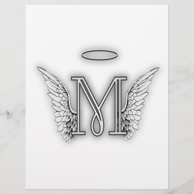Angel Alphabet M Initial Letter Wings Halo (Front)