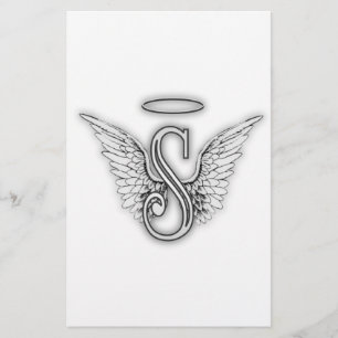 Angel Alphabet S Initial Letter Wings Halo