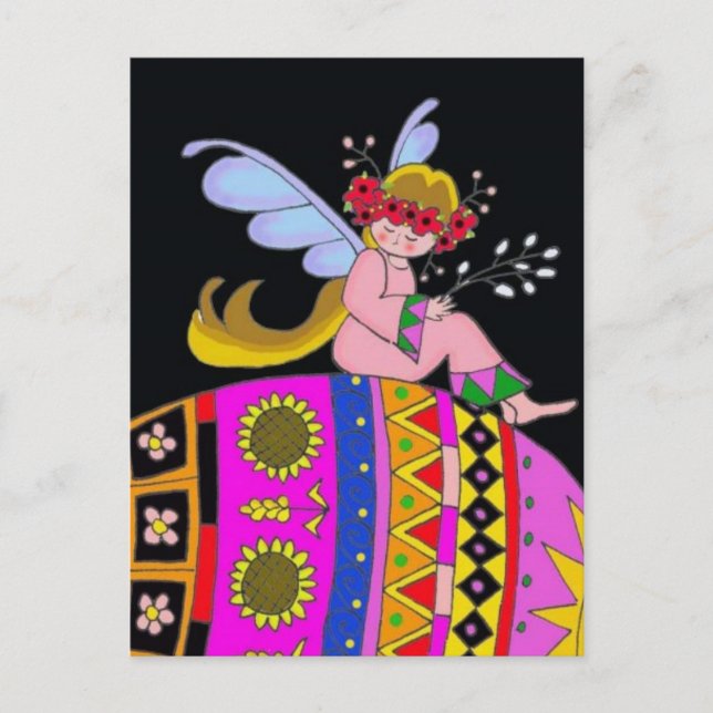Angel and a Pysanka Postcard (Front)
