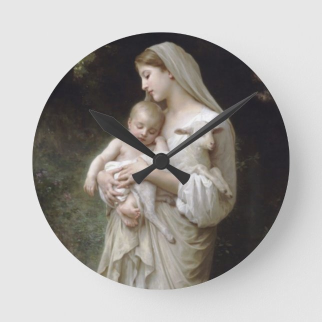 Angel and Baby Jesus Round Clock (Front)