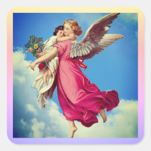 Angel And Child Inspirational Square Sticker