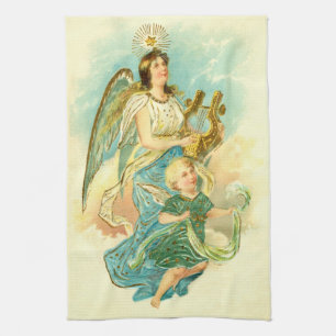 Angel and child tea towel