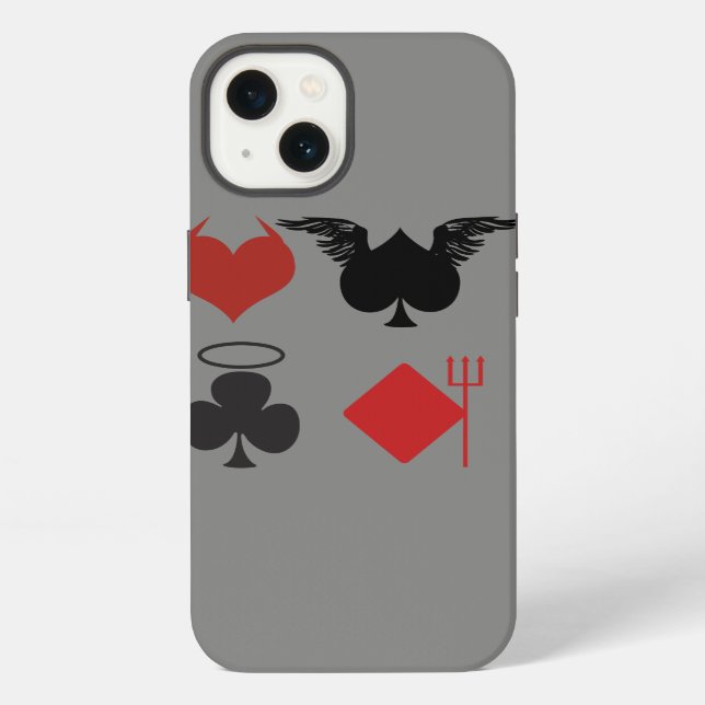 Angel and Devil Card Suits Dark Grey iPhone Case (Back)