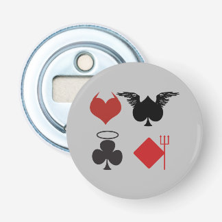 Angel and Devil Card Suits Grey Bottle Opener