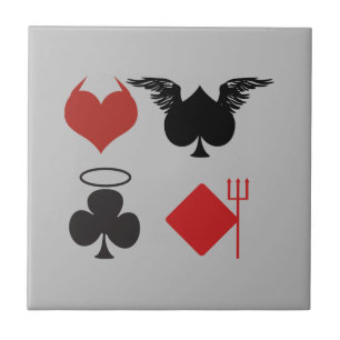 Angel and Devil Card Suits Grey Tile