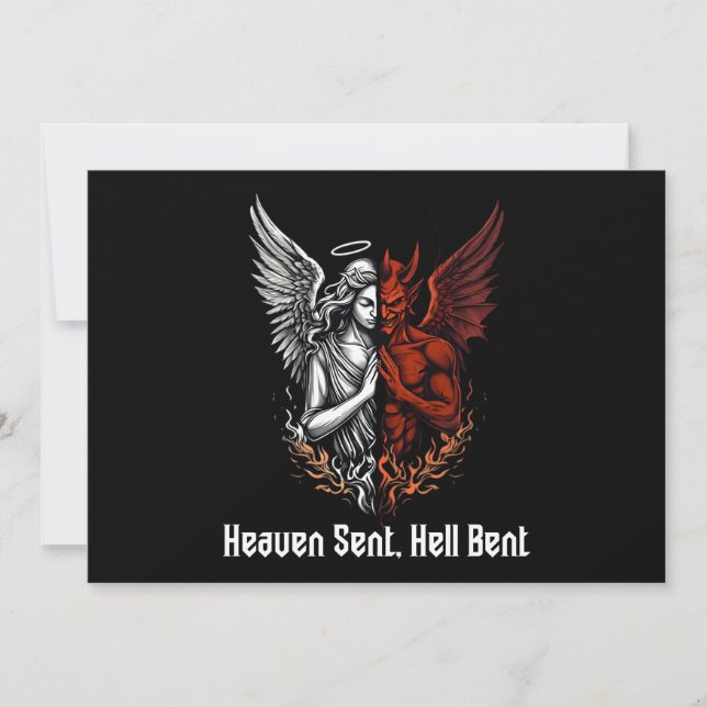 Angel and Devil Half Heaven Sent Hell Bent Invitation (Front)