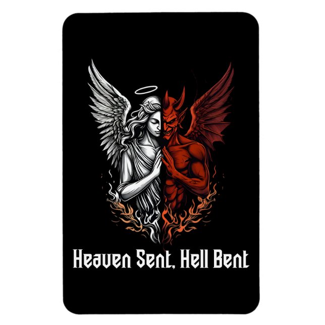 Angel and Devil Half Heaven Sent Hell Bent Magnet (Vertical)