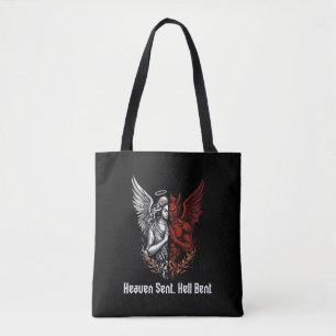Angel and Devil Half Heaven Sent Hell Bent Tote Bag