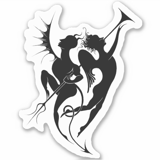 Angel and Devil Silhouette Vinyl Sticker (Front)