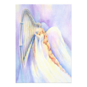 Angel and Harp Print