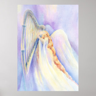 Angel and Harp Print