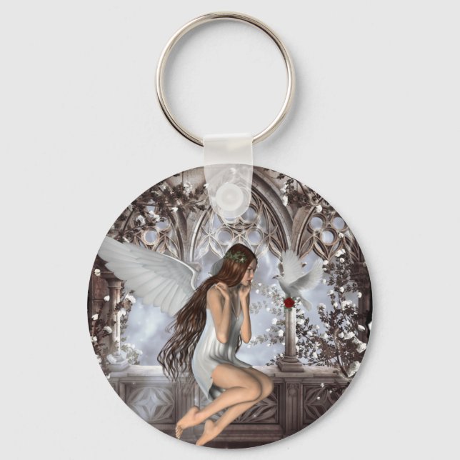 Angel and Her Dove Key Ring (Front)