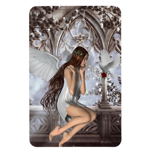 Angel and Her Dove Magnet (Vertical)