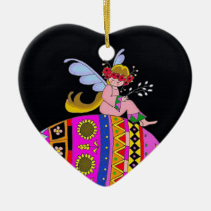 Angel and Pysanka Ceramic Tree Decoration