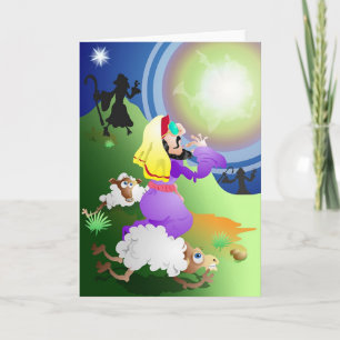 Angel and Shepherds Holiday Card