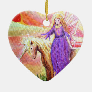 Angel and Unicorn Art Ornament