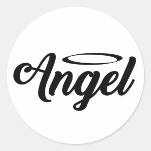 Angel Art Cool Text Graphic Word Text Art Cute Ang Classic Round Sticker