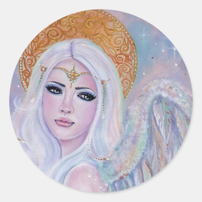 Angel art Evangelina by Renee Lavoie  Classic Round Sticker (Front)