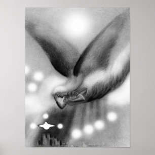 Angel at night art poster